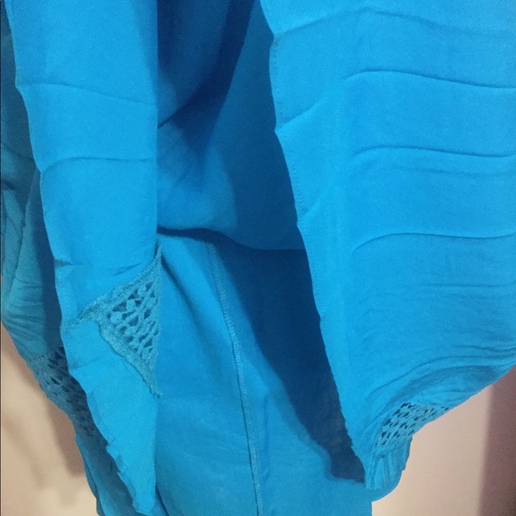 ❌DONATED❌Turquoise Blue Oversized Lined Crochet Design Tunic Tank Top - Picture 8 of 10
